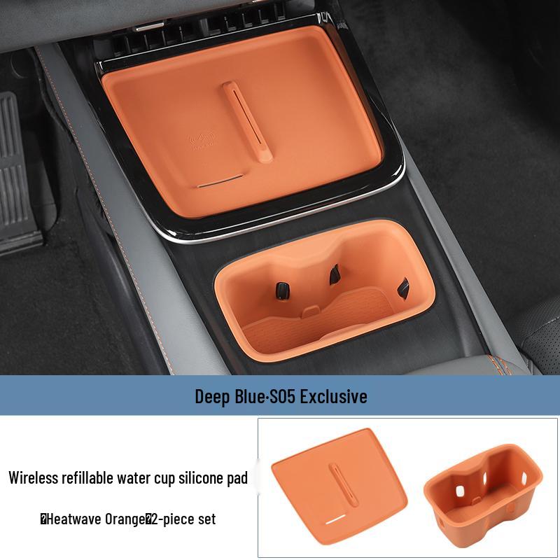 Deep Blue S05 Wireless Charging Pad: Semi-Enclosed Silicone Anti-Slip Mat for Car Cup Holders