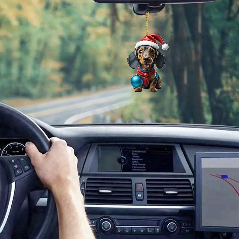 Playful Christmas Acrylic Dog Decoration Ideal For Unique Car Ornament Ideas Gift