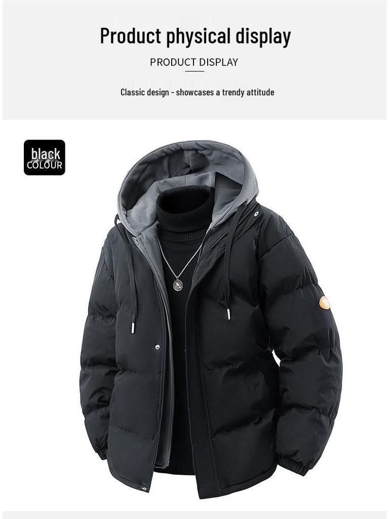 Men's Hooded Cotton Coat Winter 2025 - Thick Faux Two-Piece Warm Jacket