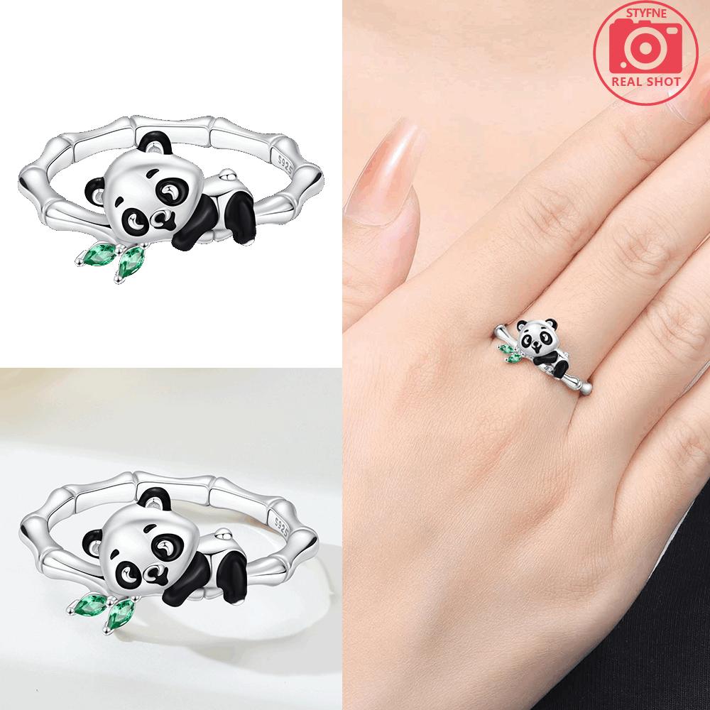 Authentic Copper Closedmouth Ring Panda Bamboo Womans Ring Jewellery Fine Gift Delicate Anniversary Accessory High Quality