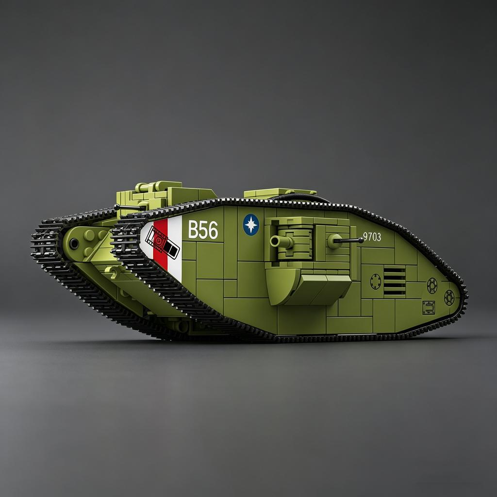 1/35 Scale Scale Model: World War I British Mk.V Heavy Tank (Female) Building Block Set Boys Girls' Toy Military Fortress
