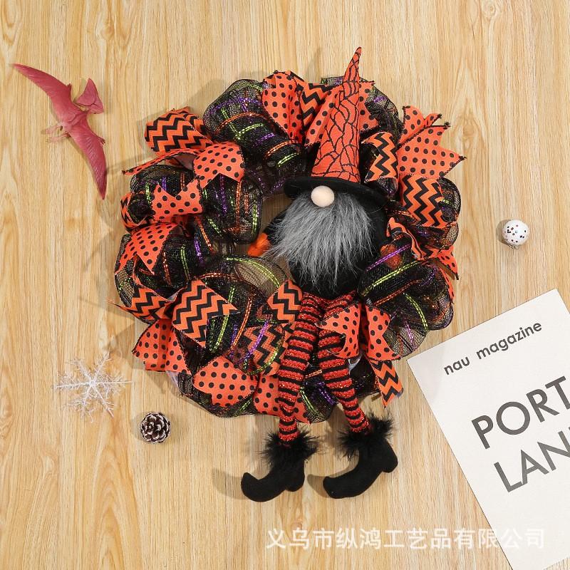 Halloween Door Wreath Decoration With Long-Legged Figure Ghost Theme Party Prop Home Yard Entrance