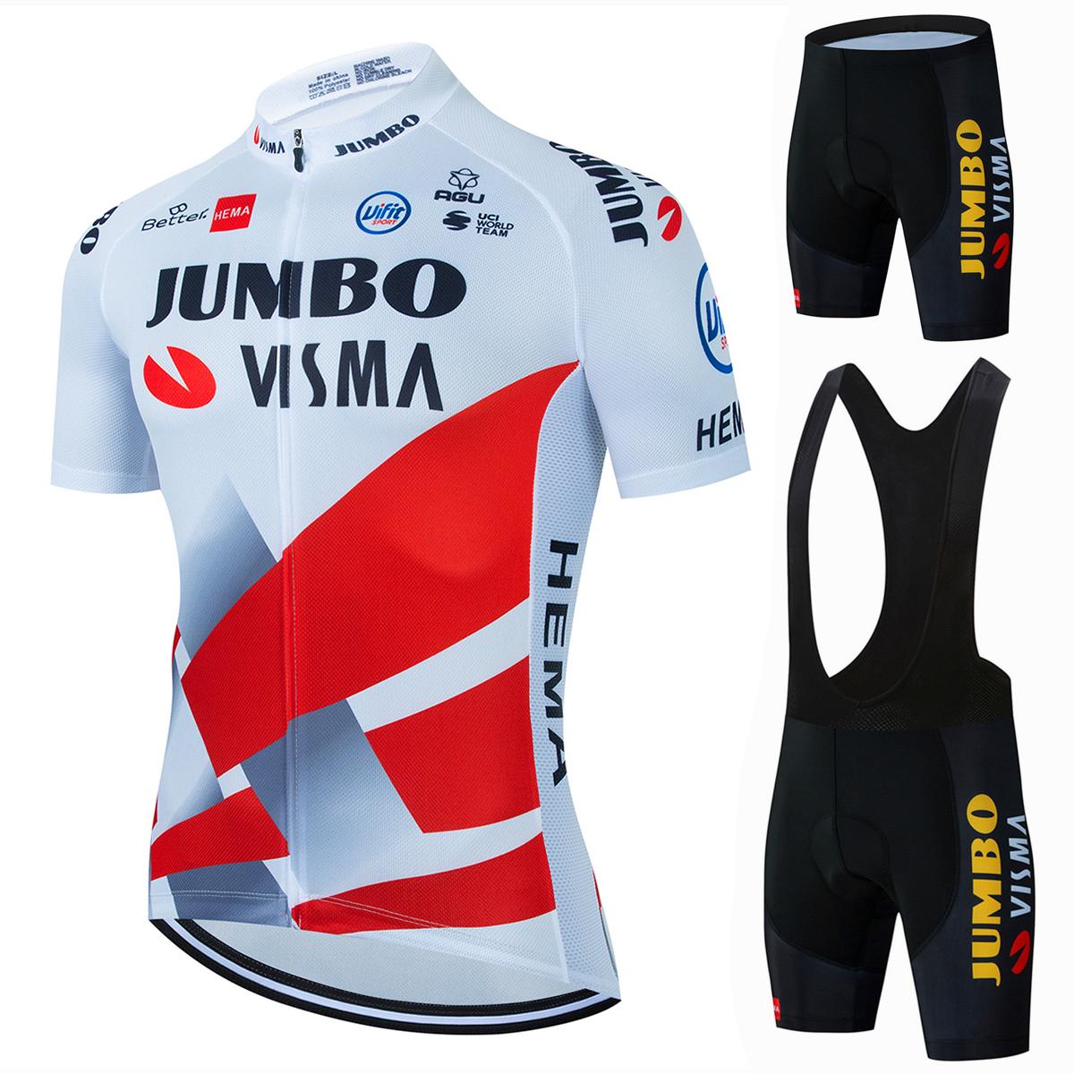 

2023 Team JUMBO Cycling Jersey Set 20D Bike Shorts Set MTB Ropa Ciclismo Мужские велосипедные рубашки с коротким рукавом Одежда Maillot