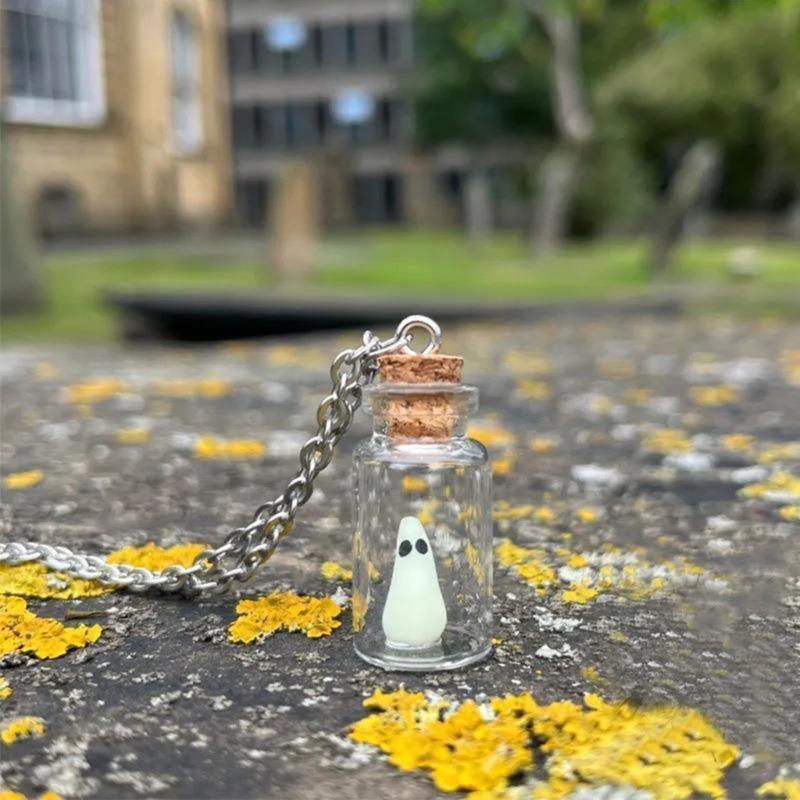 Spirits In A Bottle Pendant Necklace Halloween Adjustable Length Clavicular Chains Women Men Costume Accessory Jewelry