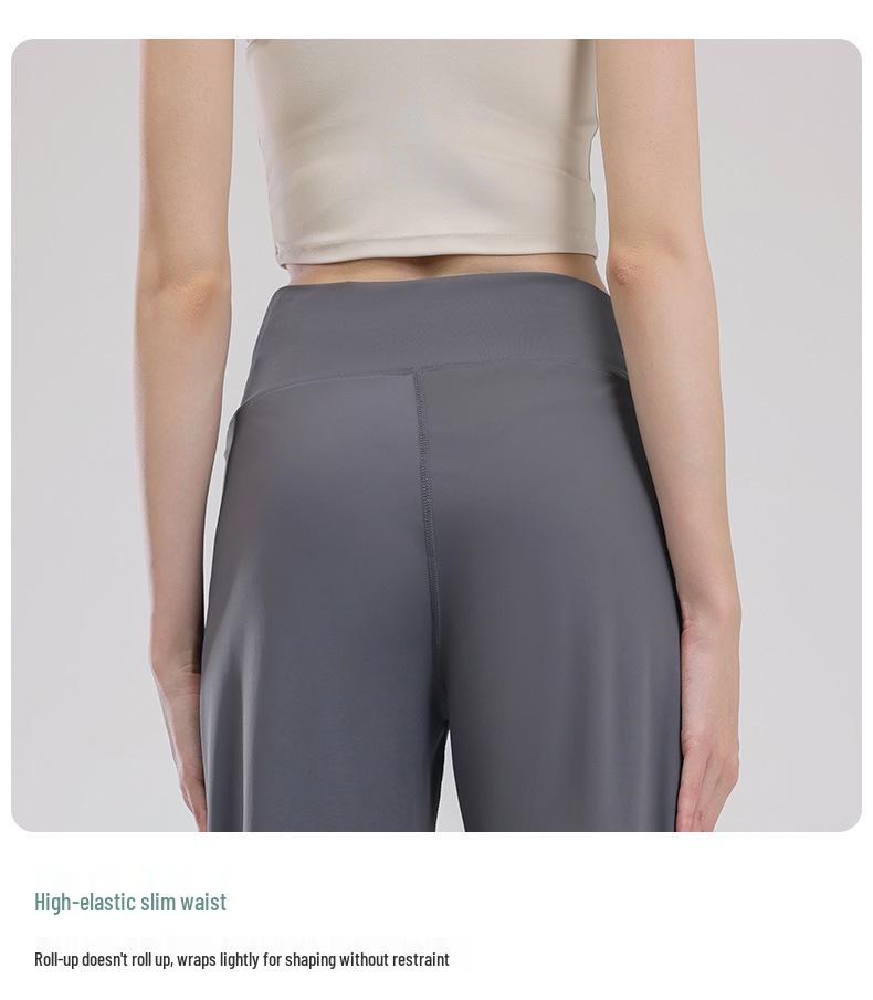 Women's High Waist Tummy Control Micro Flare Yoga Pants - Breathable, Hip-Lifting, Slimming, Floor Length Fitness Wear.