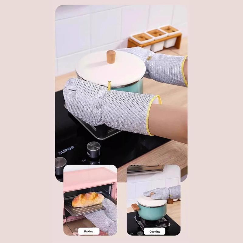 10Pieces Steel Wire Cleaning Gloves with Extended Long Design for Safe Scrubbing and Household Dishwashing Tasks