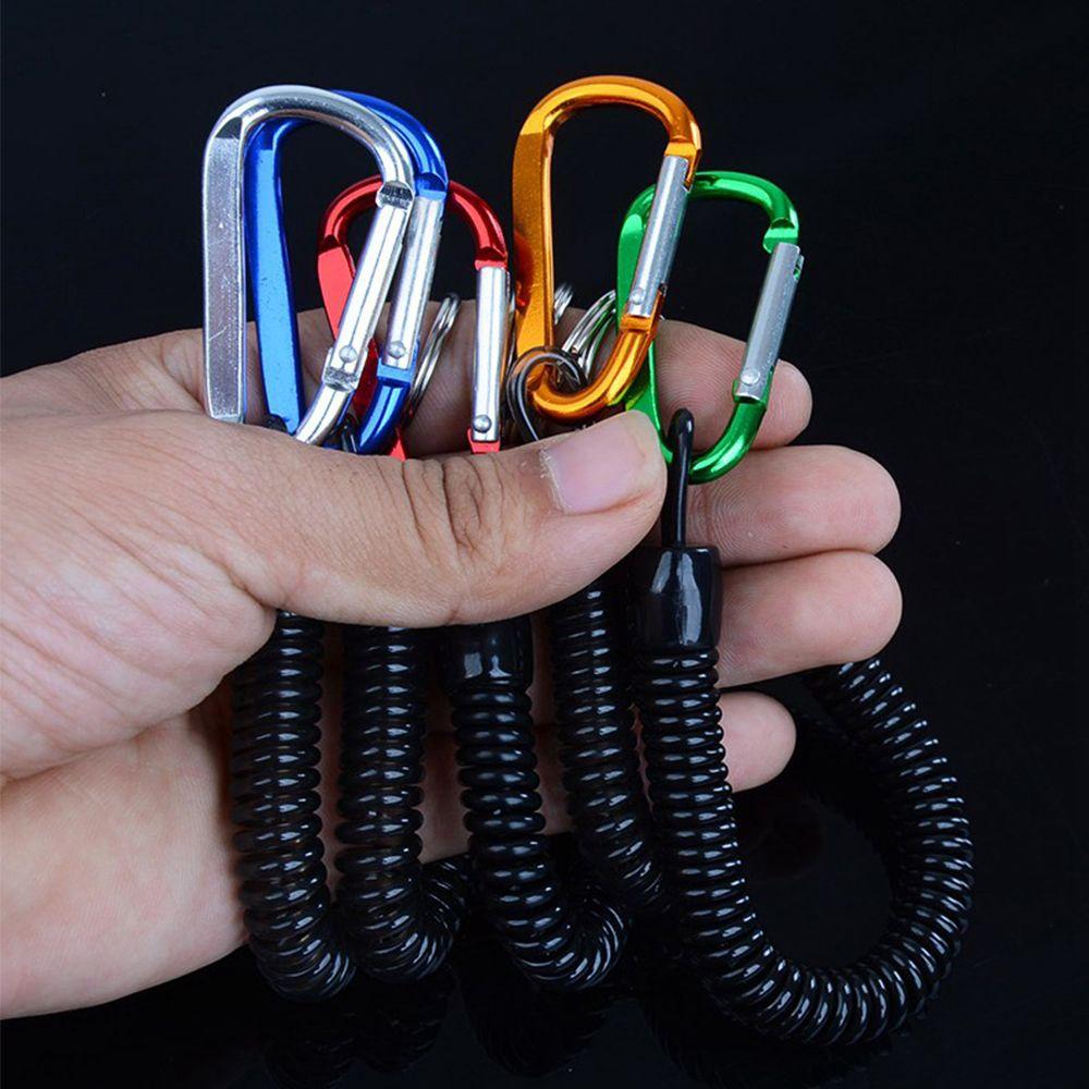 Gear Tool Spring Elastic Rope Portable Fishing Lanyards Anti-lost Phone Keychain Camping Carabiner