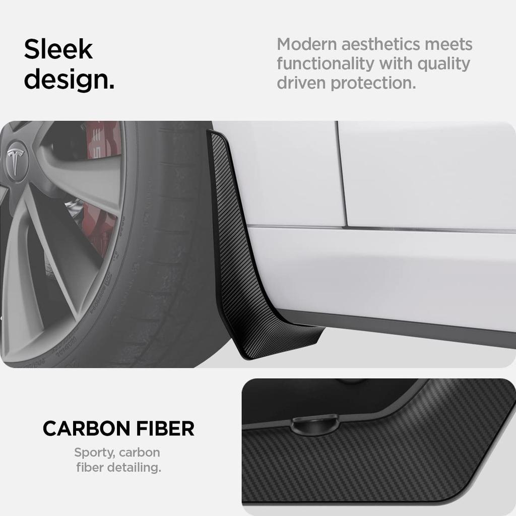 Spigen WeatherBloc Mudguard Carbon Edition Protection Film Installation for Tesla Model 3 2023 and Model 3 2024 Compatible TO300 ACP04511 All-in-One