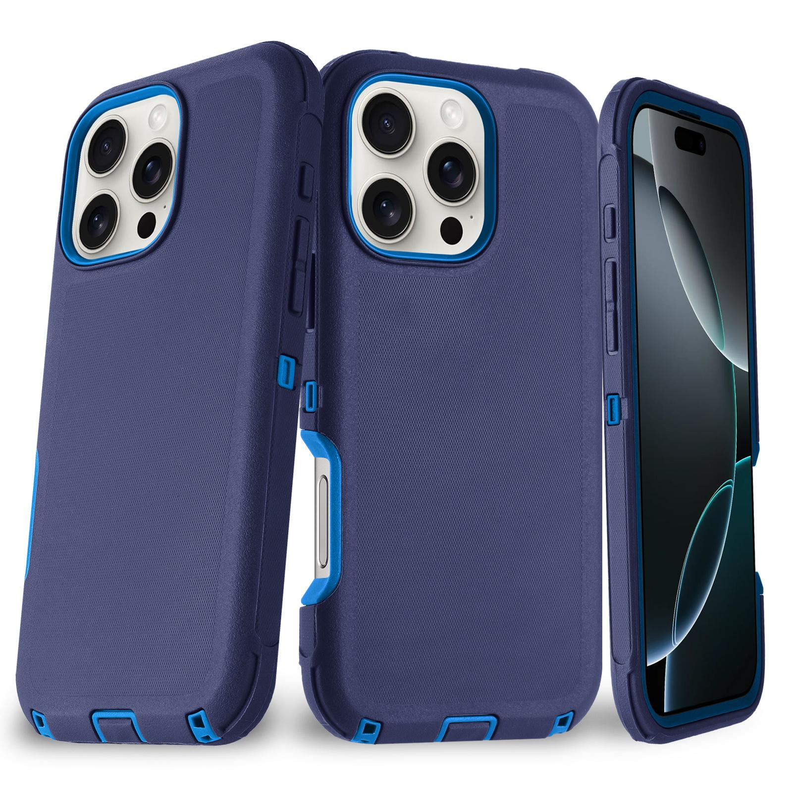 

Новий надміцний чохол серії Defender для Iphone 16 16Pro 16Plus 16Pro Max Міцний надійний протектор Жорсткий чохол-броня Otter Ударостійкий Міцний Захисний чохол For iPhone 16 темно-синього кольору