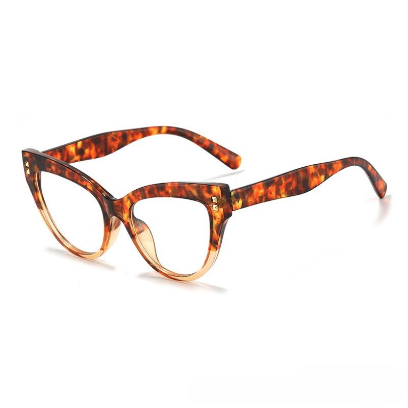 Fashion Rivet Anti-blue Light Cat Eye Reading Presbyopia Glasses Women Oversized FULL Frame Trendy Far Sight Eyeglasses