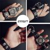 Hot New Men Punk Skull Black Leather Bracelet Wrist Watches with 50mm Wide Band Big Dial Watch Hours for Men Relogio Masculino