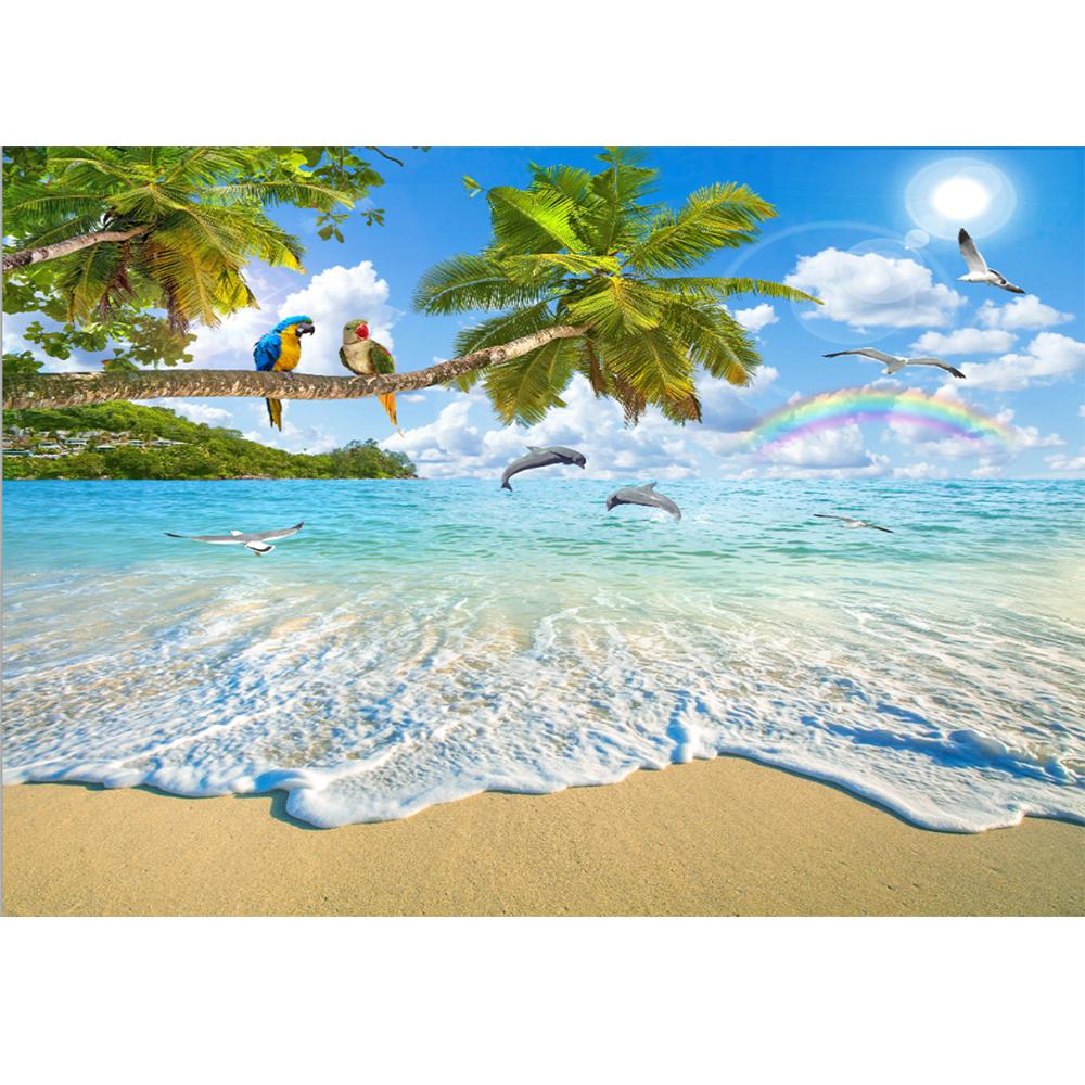 Scenery Beach Wallpaper Parrot Dolphin Beach Wall Mural Sea View Mural
