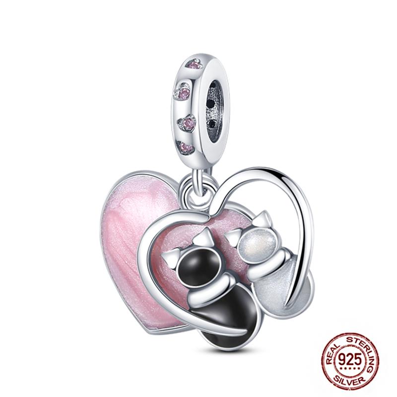 Pink Purple Series Charms Copper Murano Glass Butterfly Animal Paw Print Clasp Charm Beads Fit Original Bracelet Diy Jewelry