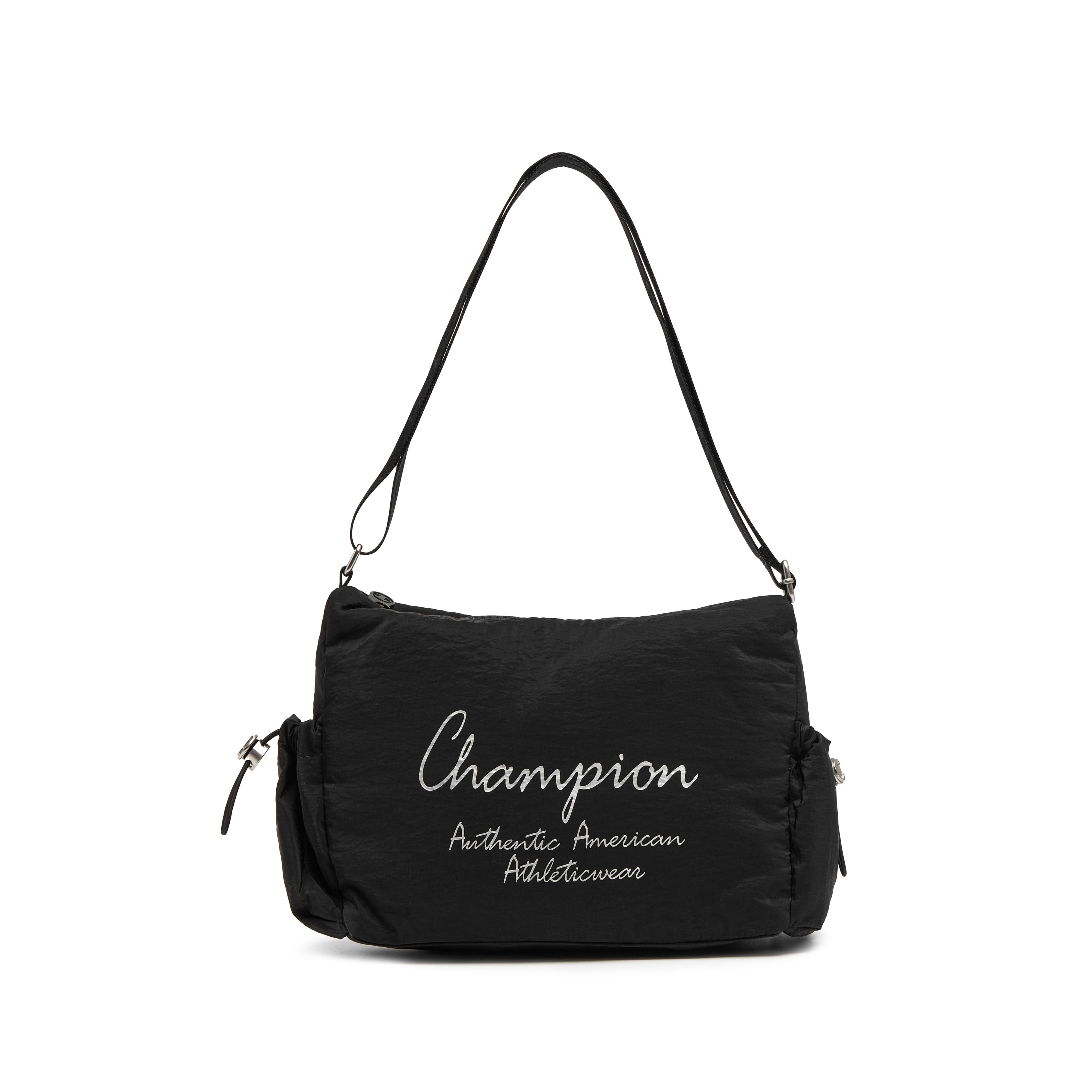 

New Champion Fabric Shoulder Bag Unisex Black/Rose Purple/Stone Gray U5CACPU14 25.9*9.9*21.1CM