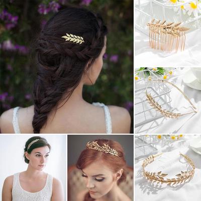 Headwear Bridesmaid Hair Combs Leaves Hair Bands Wedding Hair Crown Bride Headbands Metal Gold Leaf