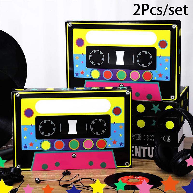 2Pcs 80S 90S Party Favor Boxes Large Cassette Player Party Treat Boxes Boom Cassette Tape Hip Hop Decor For Retro 1980S 1990S Th