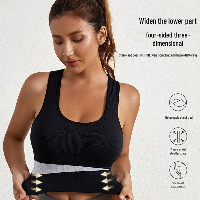Women's Large Bust Minimizer Wireless Sports Bra - Shockproof Yoga Fitness Vest
