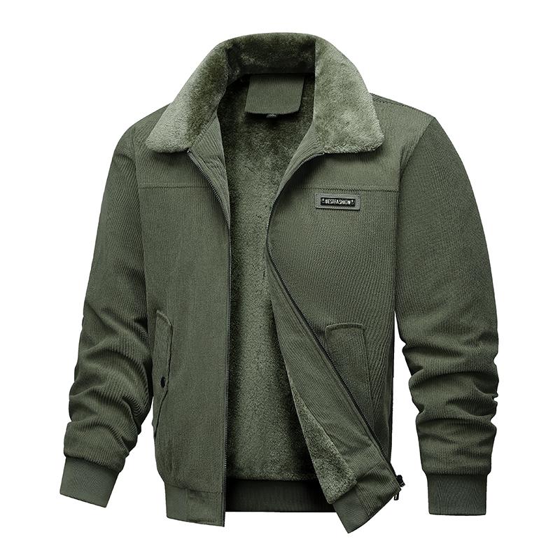 Men's Cashmere Jacket with Added Velvet, Corduroy Thick Plus Size Cotton Coat, Cotton Jacket