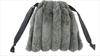 Rabbit Fur Drawstring Bag, Small, Gray