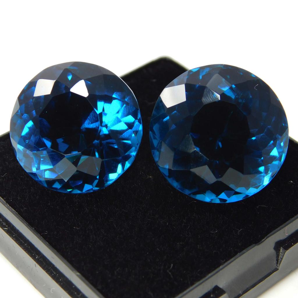 A+ CERTIFIED Blue Sapphire 55Ct Round Cut Loose Gemstone Pair for Jewelry Making