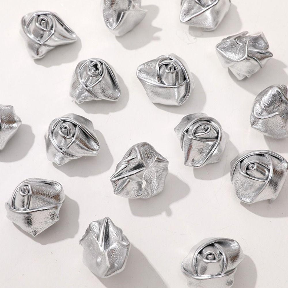 10PCS 3D Leather Rose Flower Patches DIY Crafts Jewelry Making Material Cloth Applique  Sewing