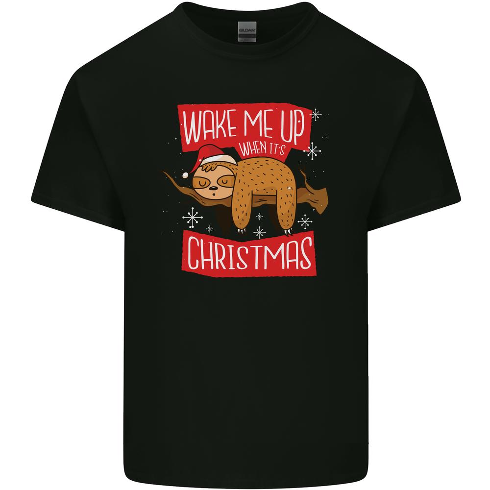 Wake Me Up When It Christmas Funny Sloth Xmas Kids T-shirt Childrens S