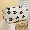 Trendy Large Capacity Corduroy Makeup Bag Travel Printed Toiletry Organizer Bag Makeup Brush Skincare Storage Bag for Women