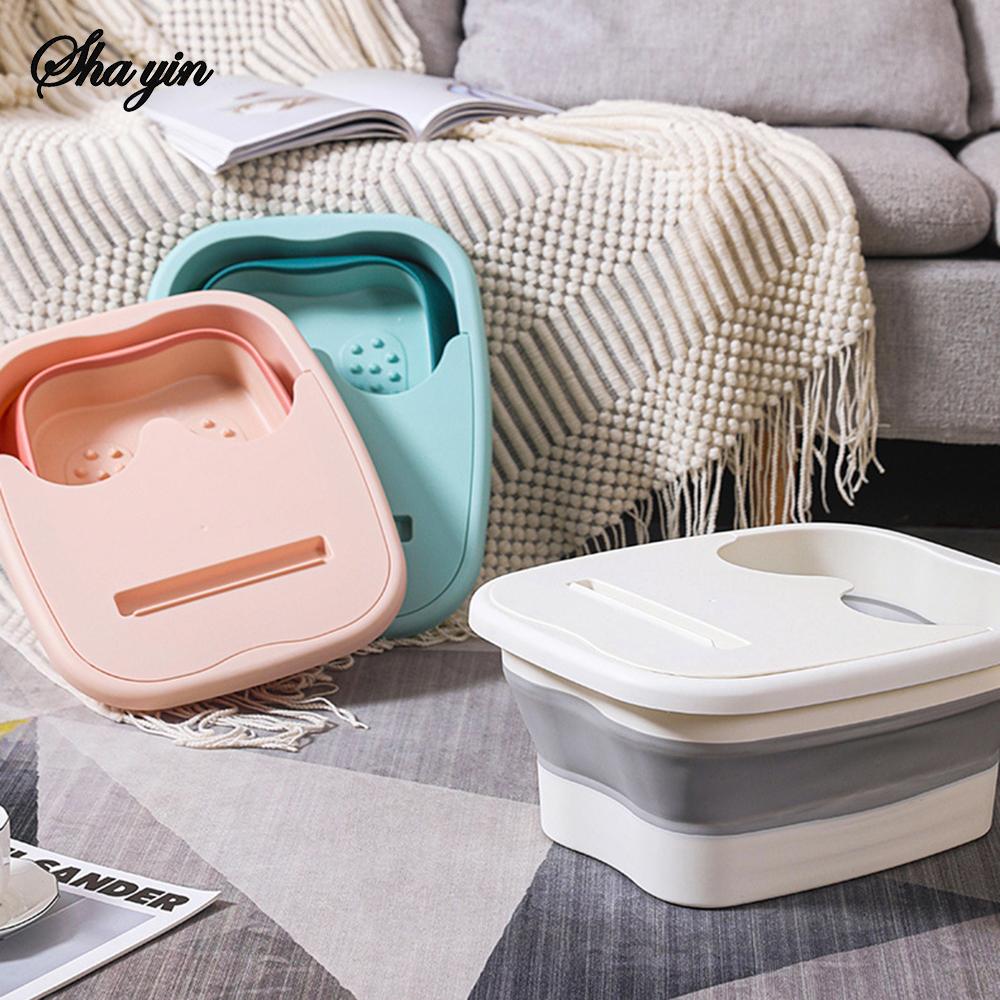 Foldable foot bath tub – portable, covered basin with ergonomic design, suitable for travel and home use
