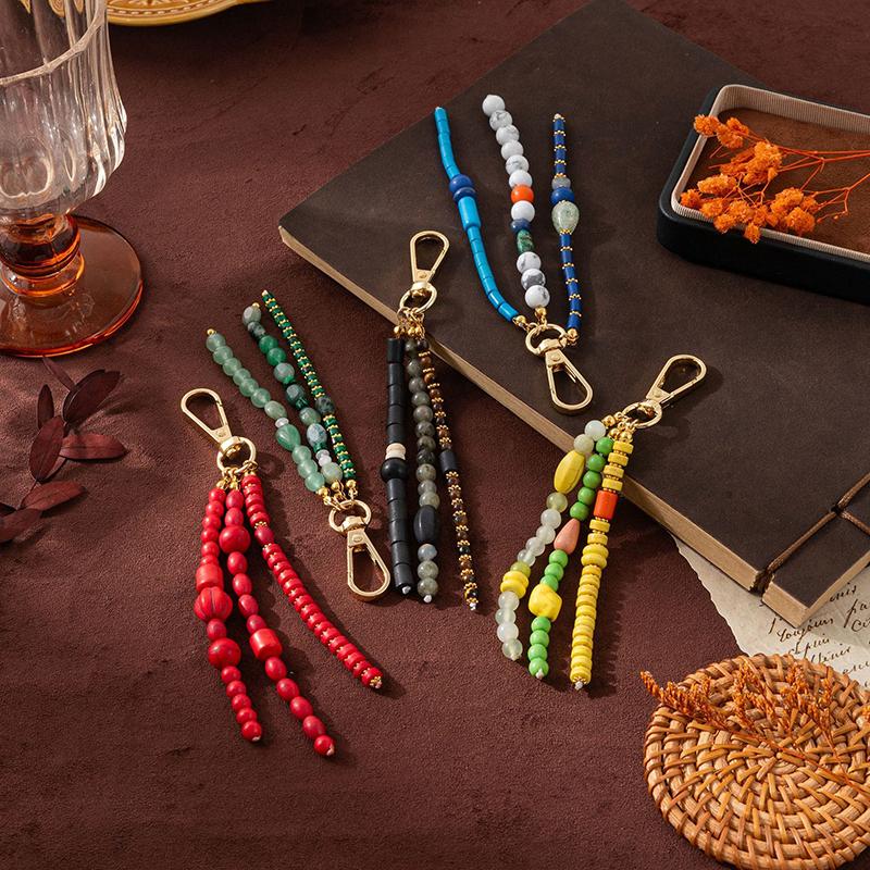 New Fashion Colorful Beads Keychain Bag Pendant Charms Keyring Backpack Decor Jewelry Accessories