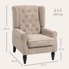 Wingback Accent Chair, Retro Upholstered Button Tufted Occasional Chair for Living Room and Bedroom, Beige