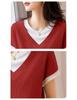 Fashion Casual Shirt Short Sleeve Pants Top and Bottom Set Room Wear Tops Shorts Cute Shorts [SpringSwallow] Women's (Red XL)
