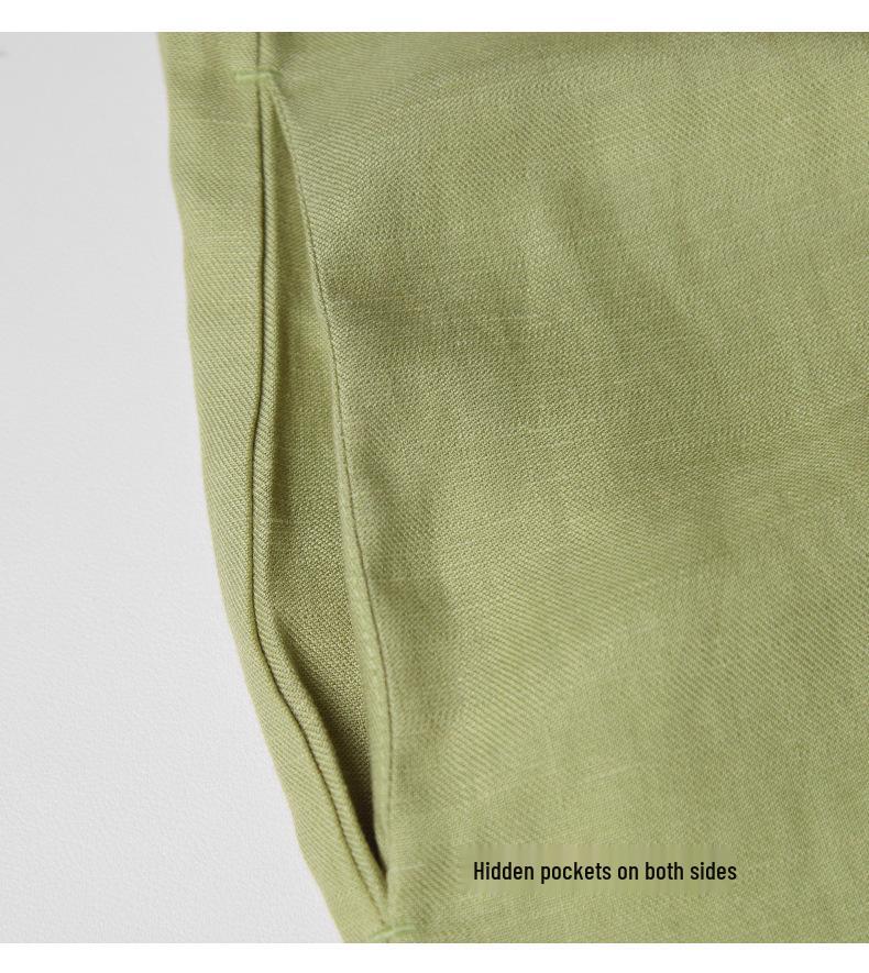 Women's 2025 Spring/Summer French Tassel Spaghetti Strap Tencel Linen Beach Dress