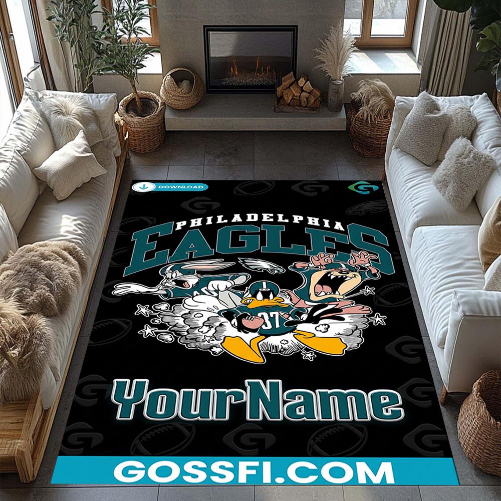 Philadelphia Eagles Customizable Name Area Rug Perfect For Outdoor Living Rooms Study Room Hallway Antislip Rug Decorate Offices