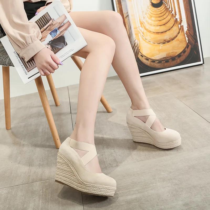 Spring Summer Shoes Women High Heels Elegant Ladies Wedges Shoes Brand Women Pumps Platform Woman Wedge Heel 10cm