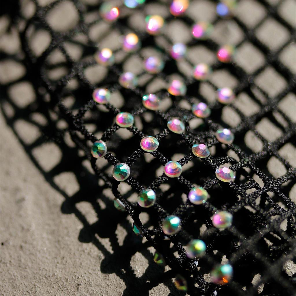 Glänzender Strass-Gummifischernetz-Stoff Durchsichtige Kleidung T-Shirt Maske Kleidungszubehör DIY Dekoratives Material