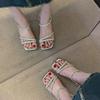 Fashion New Summer Stiletto Sandals Women's Fashion Square Head Open Toe Glitter Thin Strap Set Foot Anti-slip Wear-resistant High Heels