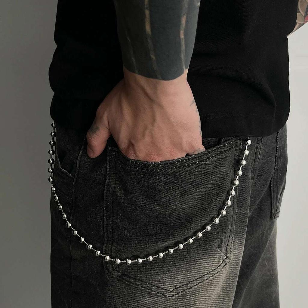 SHIXIN Punk Metal Belt Chain Jeans Accessories HipHop Rock Pants Chain For Men Versatile Beads Waist Link Keyring Jewelry Female