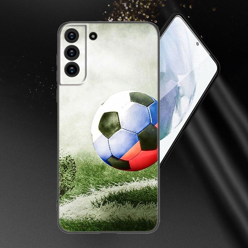 Football Field Phone Case For Samsung Galaxy S22 Pro S21 S20 Ultra FE S10 Lite 5G S10E S9 S8 Plus Soft TPU Black Cover