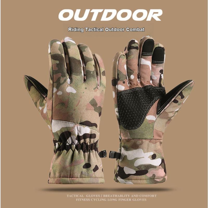 Tactical Gloves for Men Cold Resistant Windproof Touch Screen Thick Fleece Winter Gloves for Outdoor Motorcycle Cycling