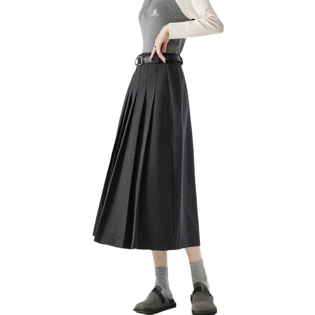 Skirt Women's Autumn and Winter Thickened High Waist Skinny Wool Pleated Skirt