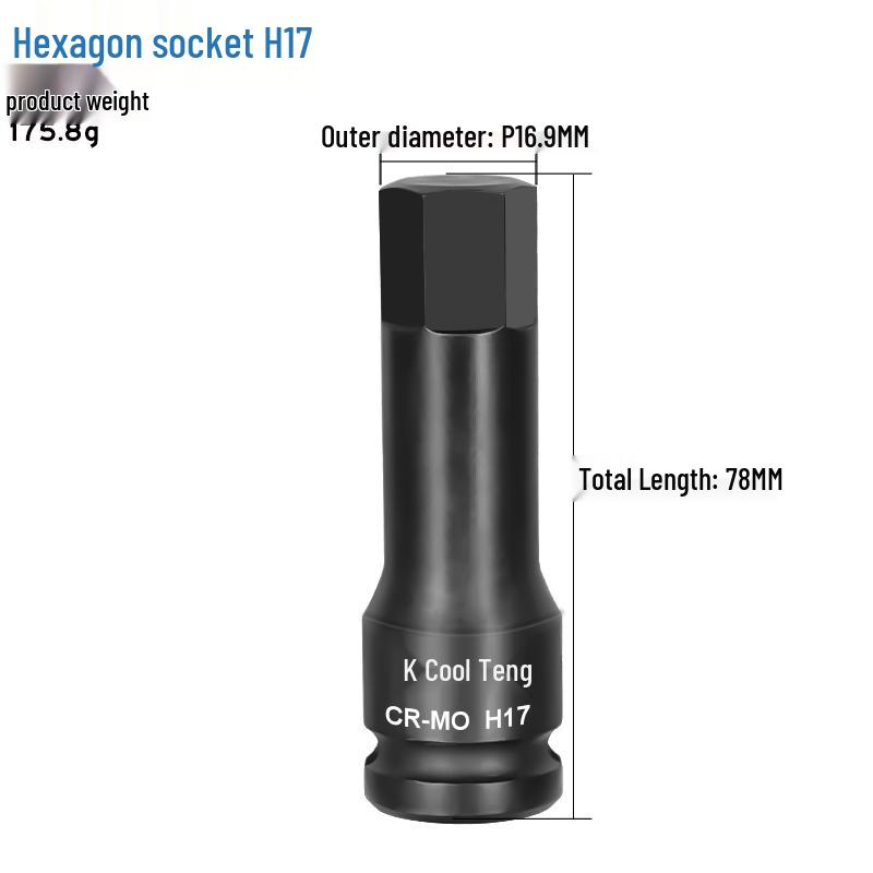 1/2 Large Air Gun Hex Screwdriver Socket Set - One-Piece Extended Pneumatic Bit Wrench