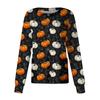 Women's Casual Long Sleeve Button Up Cardigan Halloween Print Lightweight Pullover Sweater for Caregivers and Everyday Wear