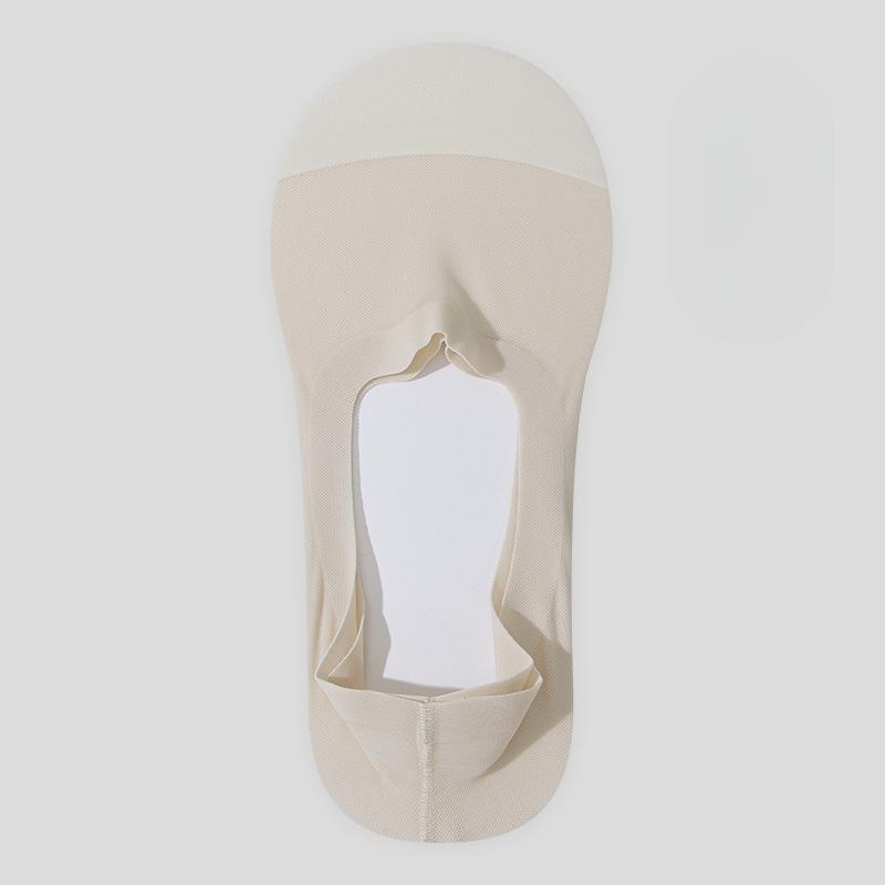 Women's Summer Ultra Thin Cotton Bottom Ice Screen Eye Breathable Invisible Non Drop with Shallow Mouth Silicone Non Slip Boat Socks