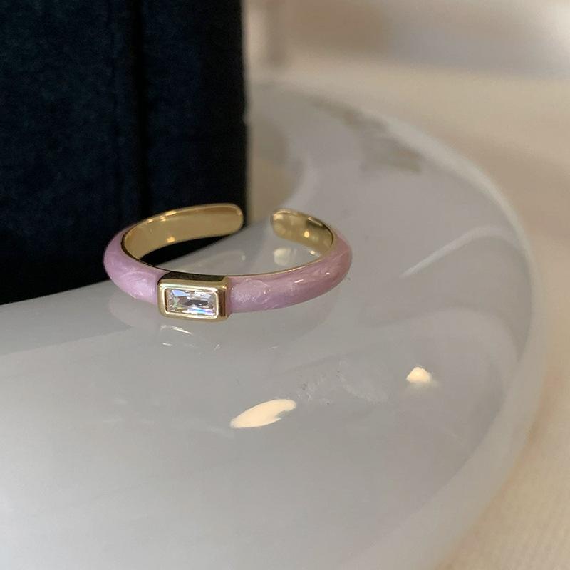 

Капающее масло циркон Открытое кольцо Женское нишевое дизайн чувство индивидуальности мода темперамент элегантное универсальное кольцо кольцо