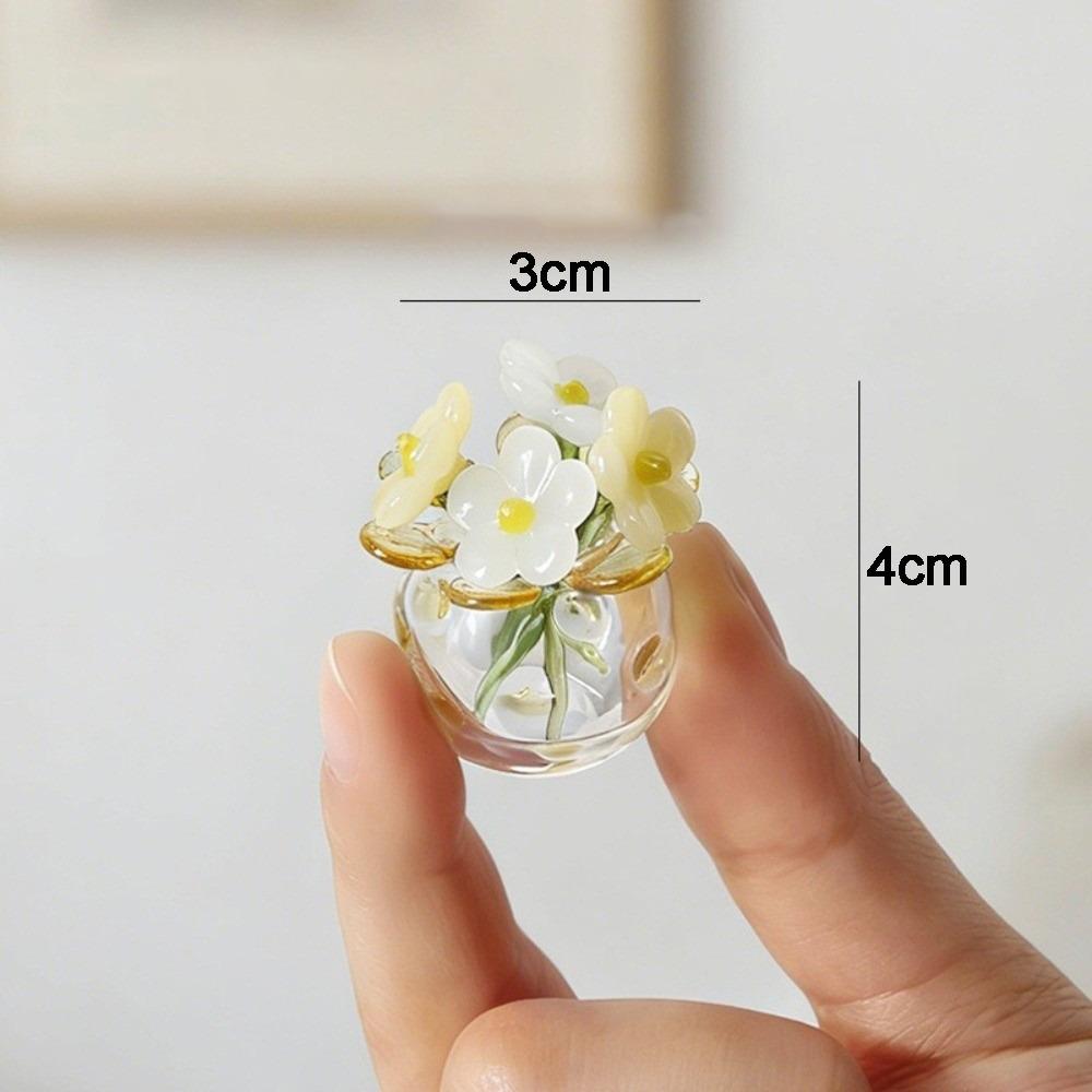 Mini Glass Flower Decor Colored Glaze Simulation Floral Handcrafted Floral Sculpture Hand-blown Glass Flower
