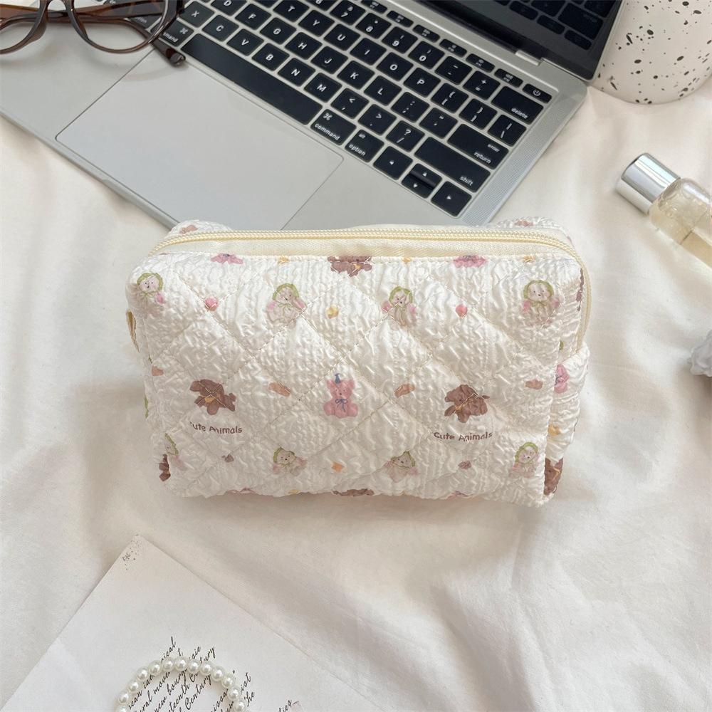 Roze Bloem Vrouwen Schattige Make-up Tas Reis Organizer Cosmetica Munten Handtas Pouch Meisjes Schattig Cartoon Vierkant Rits Cosmetische Tassen