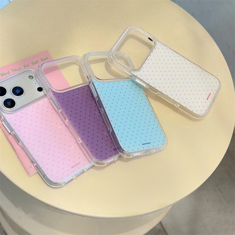 Minimalist Tiny Polka Dot Phone Case For iPhone 17 Pro 16 15 14 Pro Max with 4 Colors Double-Sided IMD Shockproof Cover Cases