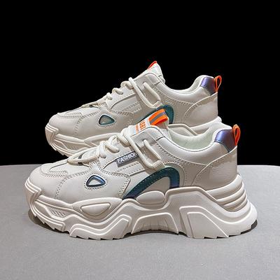Buty tatusia Damskie Jesień Nowe Skórzane Oddychające Stopy Małe Dzikie Casualowe Sneakersy Slim Fit Buty Damskie Moda