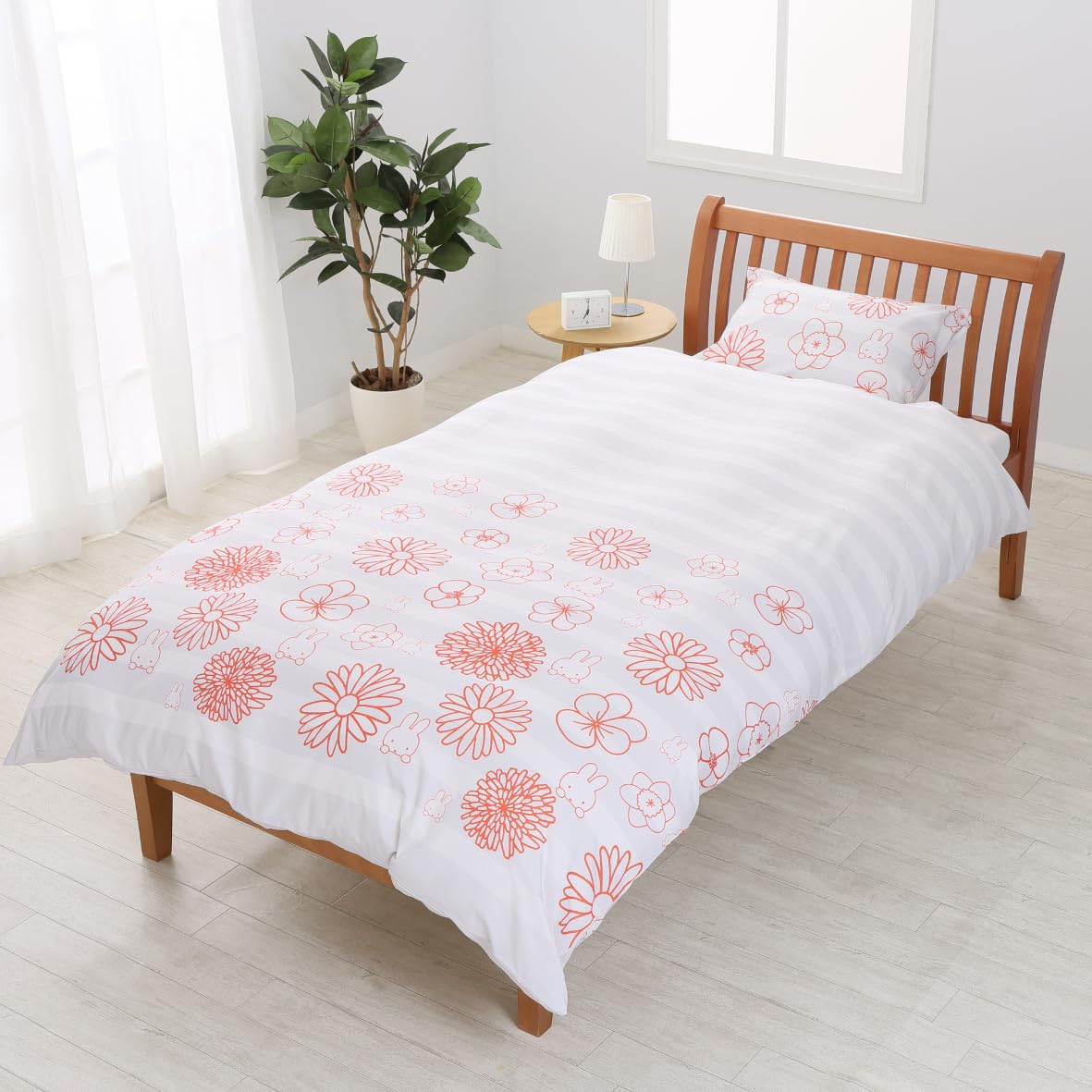 

Nishikawa Miffy Duvet Full Easy to Put On and Take PI04450067 Cover, Single, Washable, Zipper, Off, DB4601, Striped, Floral, Red,