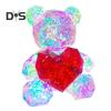 Teddy Bear Night Light Prismatic Iridescent LED Bear Lamp DIY Assembly Colorful Bunny Lamp for Valentine's Day Gift Bedroom Party Decor